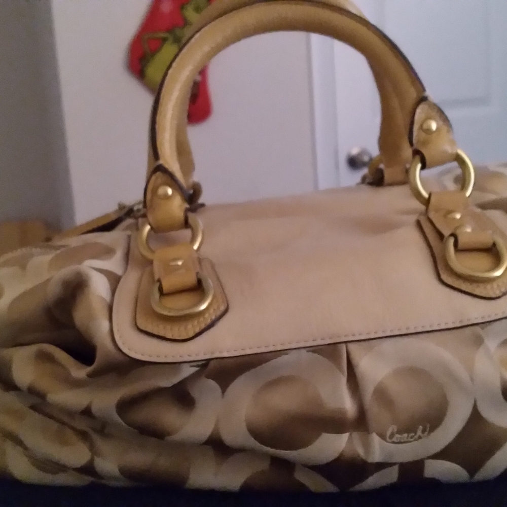 Coach Beige and Cream Satchel